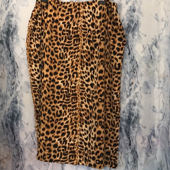 Vintage Voir animal leopard print soft flowy button down skirt elastic w… - Picture 4 of 10